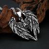 Gothic Skull With Angel Wings Necklace Men's Stainless Steel Creative Handmade Hip Hop Pendant Jewelry Gift Dropshipping