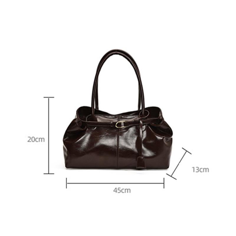 Yogodlns Oil PU Leather Hobo Handbag Slouchy Shoulder Bag Retro Top-Handle Bag Large Work Bags for Women Gilrls Tote Work Shopping Travel