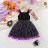 Vestito da Strega Pipistrello con Paillettes per Bambina Costume di Halloween