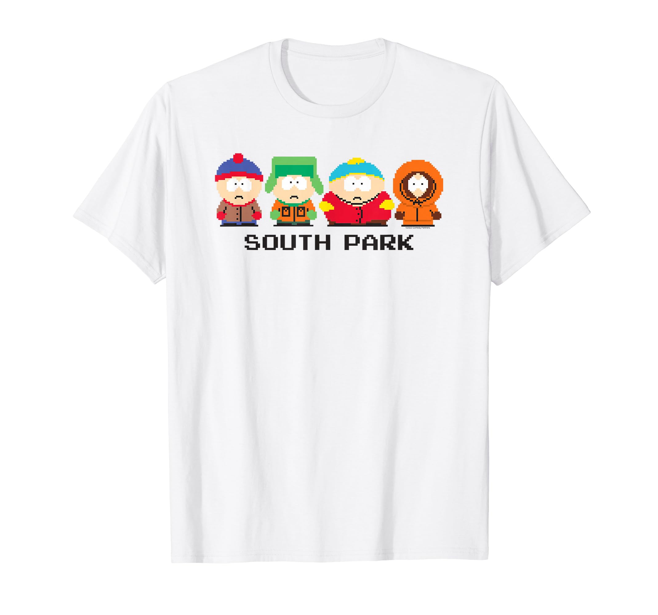 

Футболка с забавным мультяшным принтом персонажей «Южного парка» в 8-битном стиле и логотипом шоу