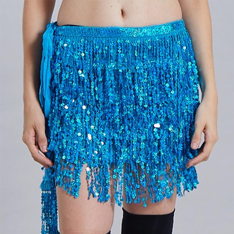 Sequin Tassel Fringe Skirt Belly Dance Costume Hip Scarf Wrap Shimmering And Elegant