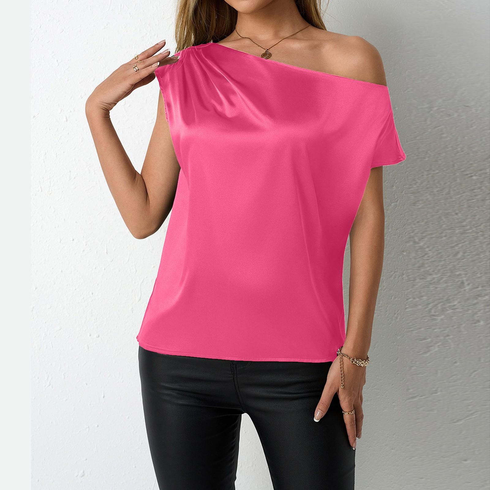 

Женская рубашка с коротким рукавом, свободный атласный топ, тисненый кружевной топ с V-образным вырезом и шелковой подкладкой XL