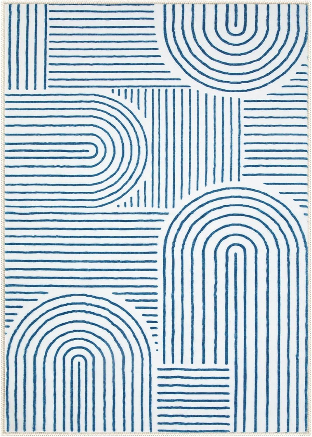 

Modern Boho Geometric Arch Print Area Rug for Living Room Minimalist Abstract Line Pattern FloorMat NonSlip Rug for Bedroom Sofa 50x80cm