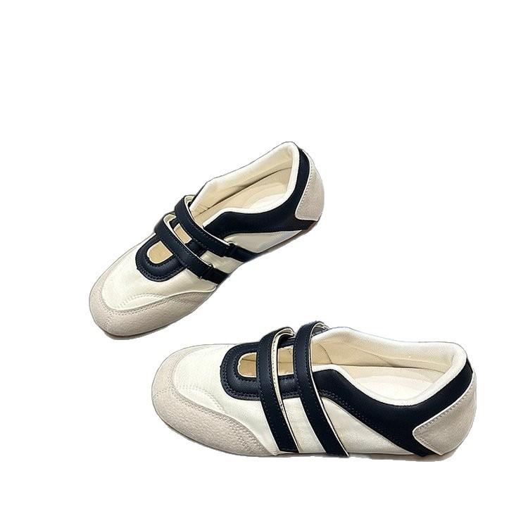 2025 spring and summer new leather flat ballet shoes Velcro double word belt Mary Jane shoes versatile single shoes