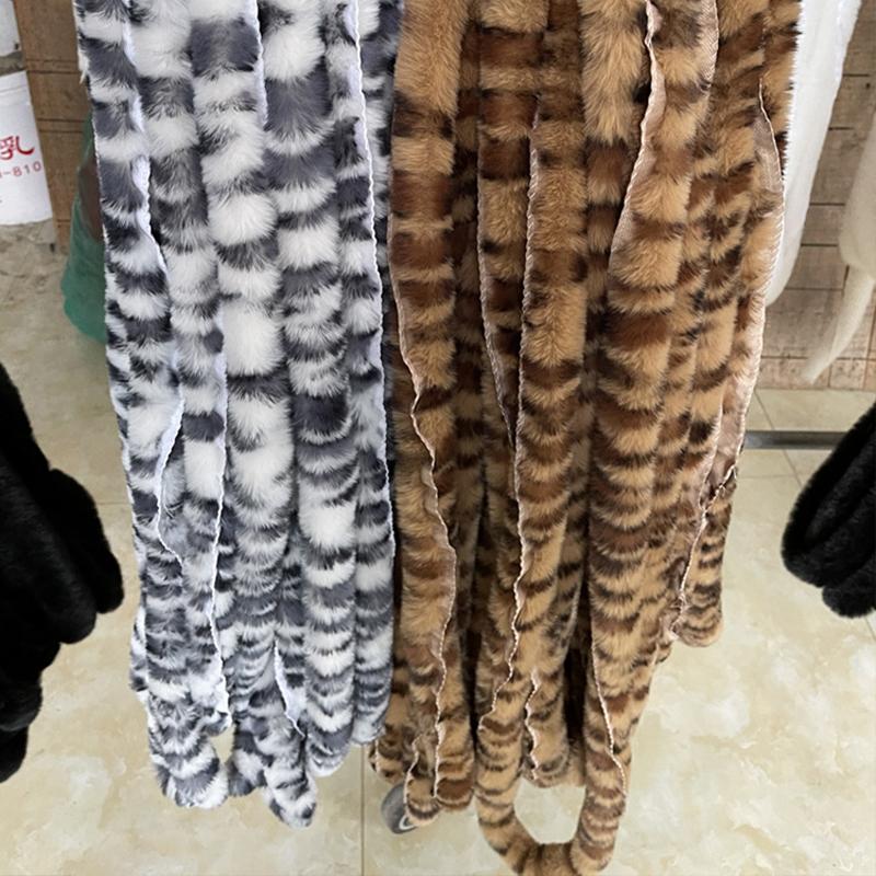 

Плюшевая ткань с леопардовым принтом, 1 м, плюшевая полоска с леопардовым принтом, искусственный кроличий мех, леопардовая лента в полоску