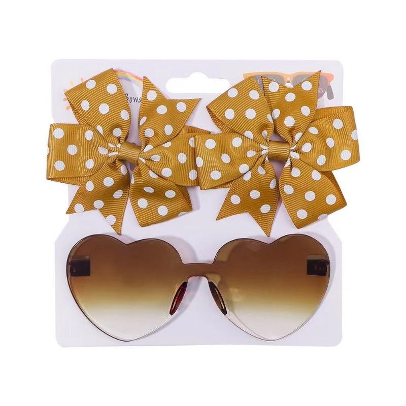 1Set Headwear Glasses Solid Soft Bowknot Head Bands Lace Barrette Retro headbands Sunglasses Band Sets