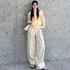 Corduroy Sports Pants for Women In Autumn and Winter Thickened Small Person with High Waist Loose Slim Drawstring Straight Floor Wide-leg Pants