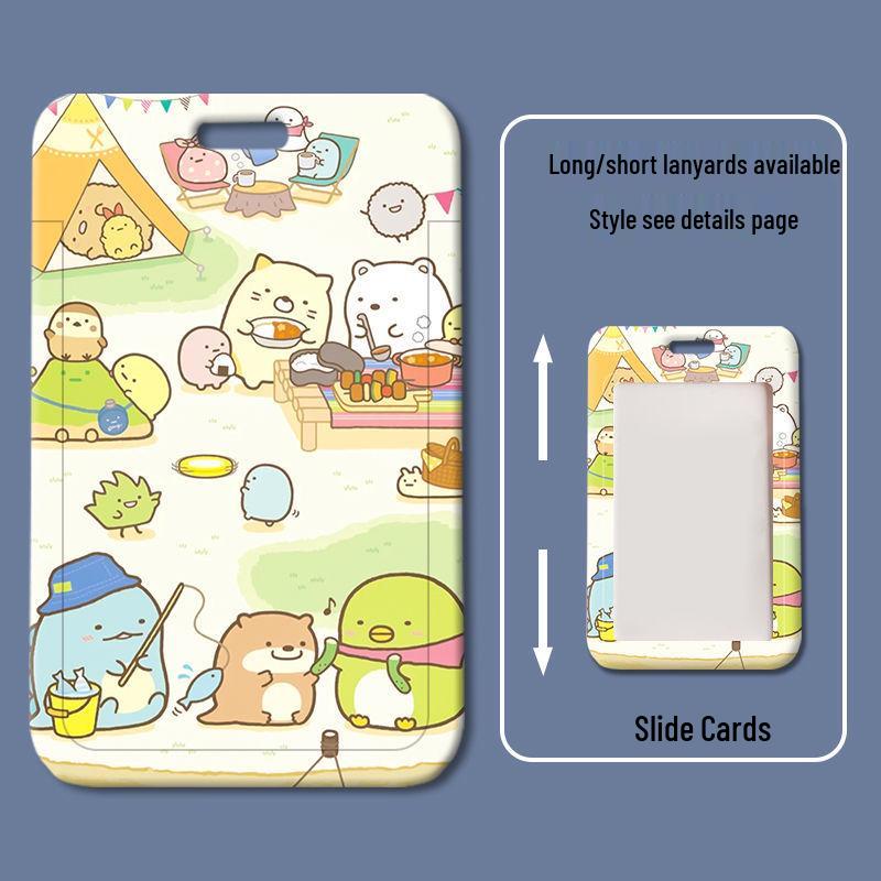 Corner Creatures Cartoon ID Badge Holder - Sliding Cover for Student/Work Access Cards