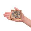 Intrikat Floral Painted Marble Chowki (10,2 cm x 10,2 cm x 2,55 cm, sett med 2, flerfarget)