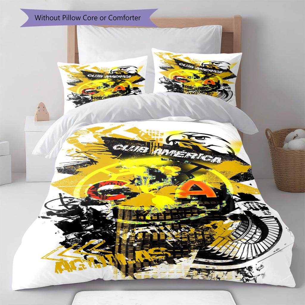 Club De Futbol América Pattern Bedding,Quilt Set Quilt Cover Pillowcase Home Birthday Gift(1 * Duvet Cover + 2 * Pillowcase, Without Core)