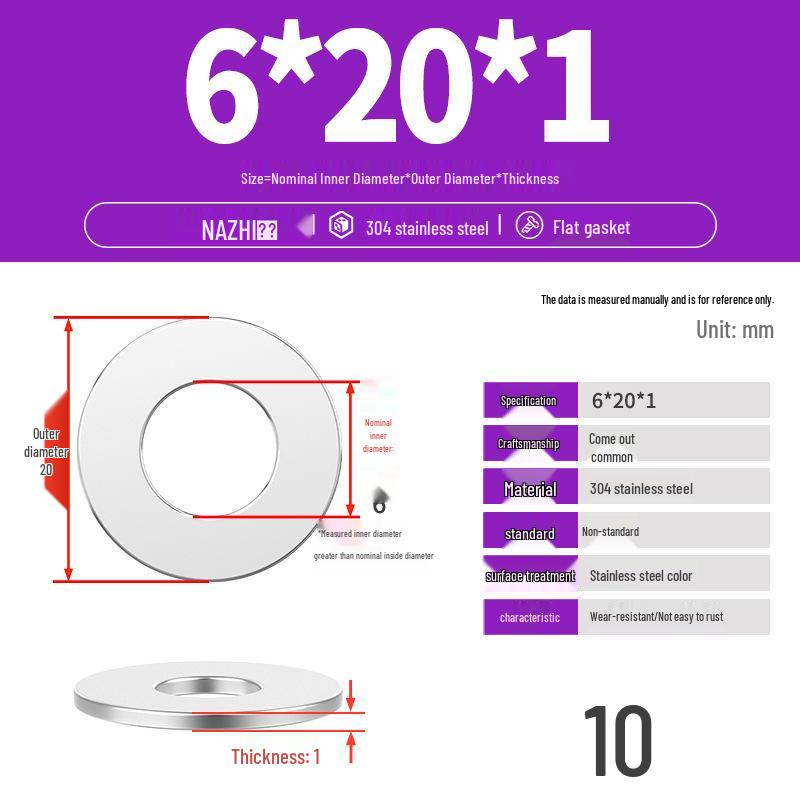 Thickened 304 Stainless Steel Flat Washer Spacer (M4-M8)