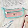 Retro Color Transparent Pencil Bag Nylon Zipper Stationery Bag Portable Mesh Pencil Case  Outdoor