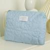 Quilted Cream Cloud Makeup Bag, Portable Handheld Cosmetics Storage, Large Capacity