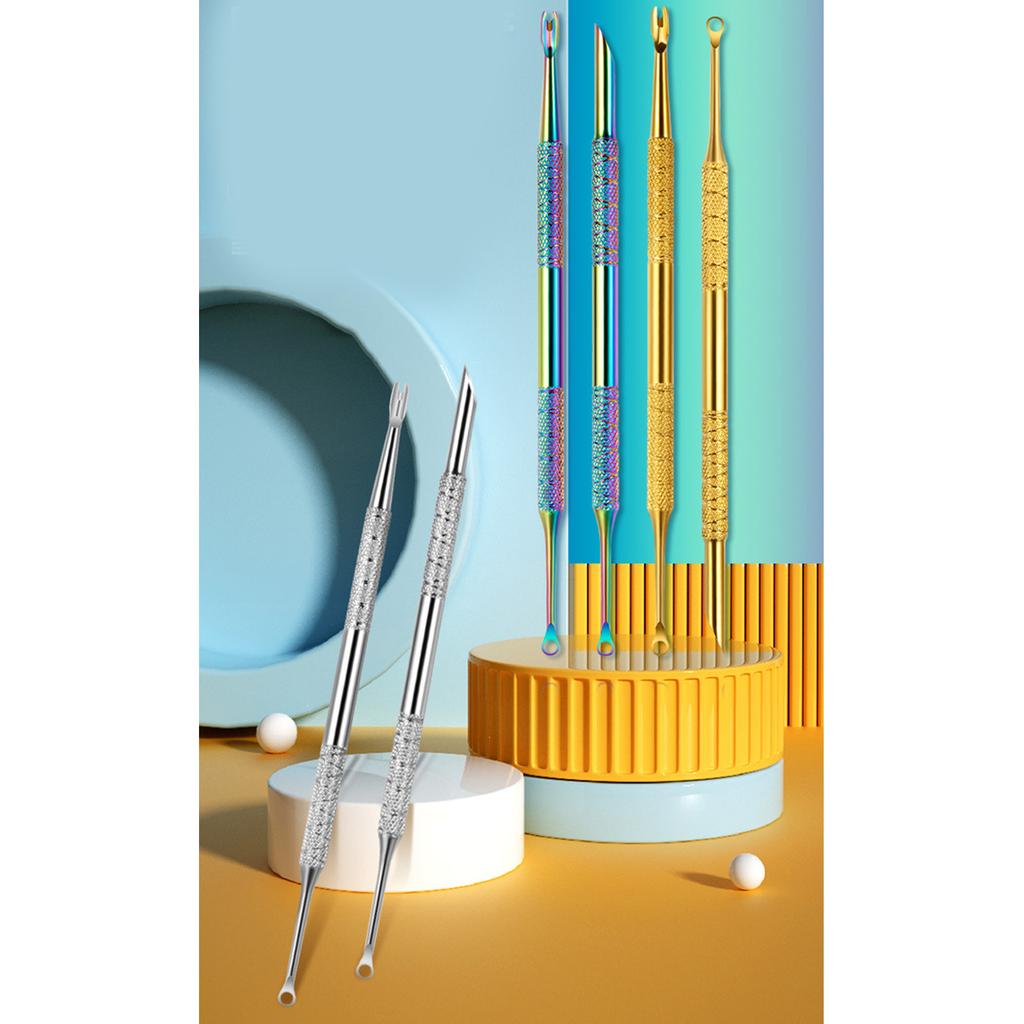 Nagelhautschieber Nagelhautentferner Nagelhauttrimmer Kreisförmiger Nagelreiniger Doppelseitige Metall-Maniküre-Pediküre-Werkzeuge