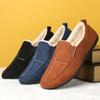 Fashion Men Winter Casual Shoes Slip On Loafers Lightweight Comfortable Walking Flats for Man Velvet Warm Non Slip Soft Cotton Sneakers