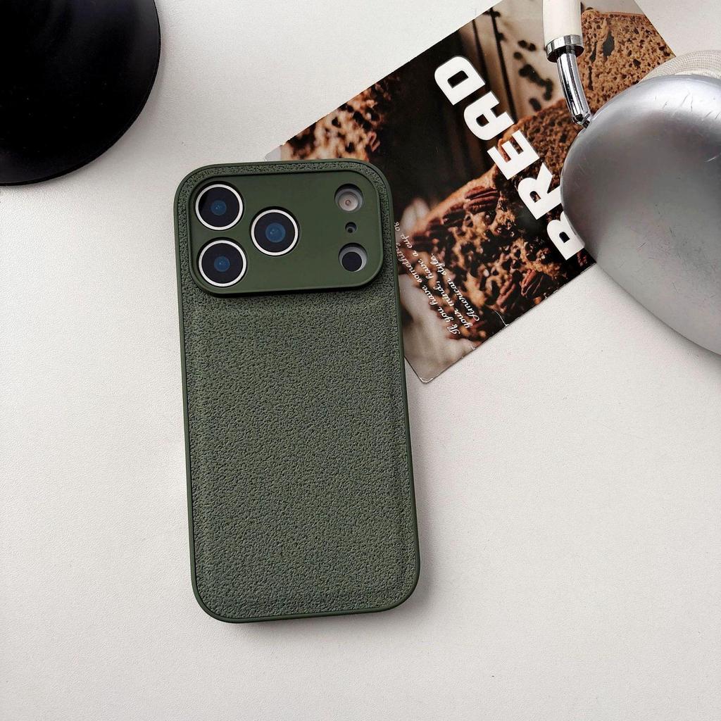 Solid Color Moon Crater Leather Phone Case for Apple 17PROMAX/15PRO - Trendy, Drop-Proof, Protective