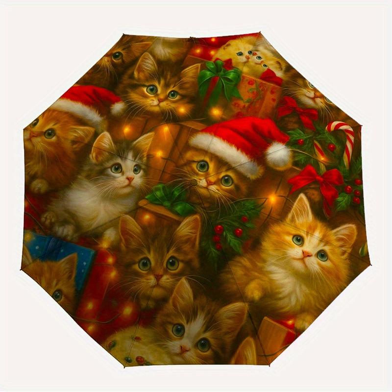 

1pc Christmas kittens Themed High-quality Umbrella,Automatic Opening and Closing Umbrella,Multi-functional Umbrella G0811379