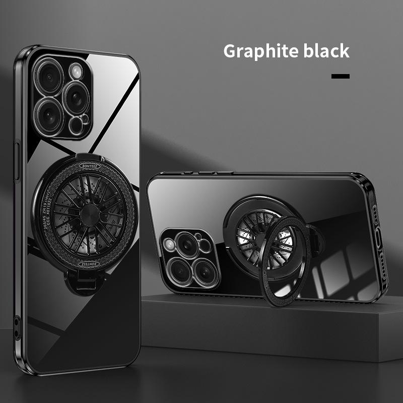 

Подходит для чехла для телефона Apple 16promax, Магнитная подставка-гироскоп для iPhone15 14 Противоударный 6D гальванизированный чехол iPhone6G чёрный