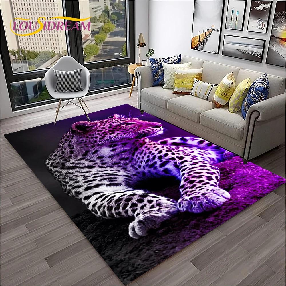 Leopard Cheetah Animals Cartoon Carpet Rug for Home Living Room Bedroom Sofa Doormat Decor,Kid Play Area Rug Non-slip Floor Mat
