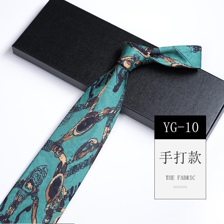Pattern Printed Tie Men'S 9Cm Wide Personalized Retro Banquet Hosting Suit Large Flower Polyester Hand Tie