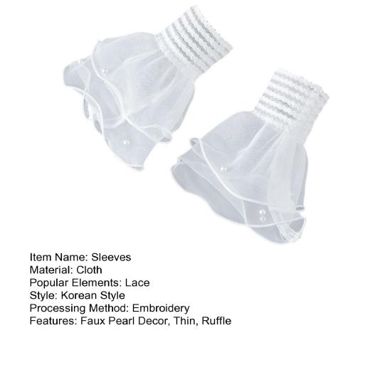 Yousheng 1 Pereche Manșete de Mână Femei Dantelă Transparentă Elastică Decor Perle Faux Volan Anti-alunecare Decorațiune de Mână Volan Culoare Solidă Manșete Faux Prințesă