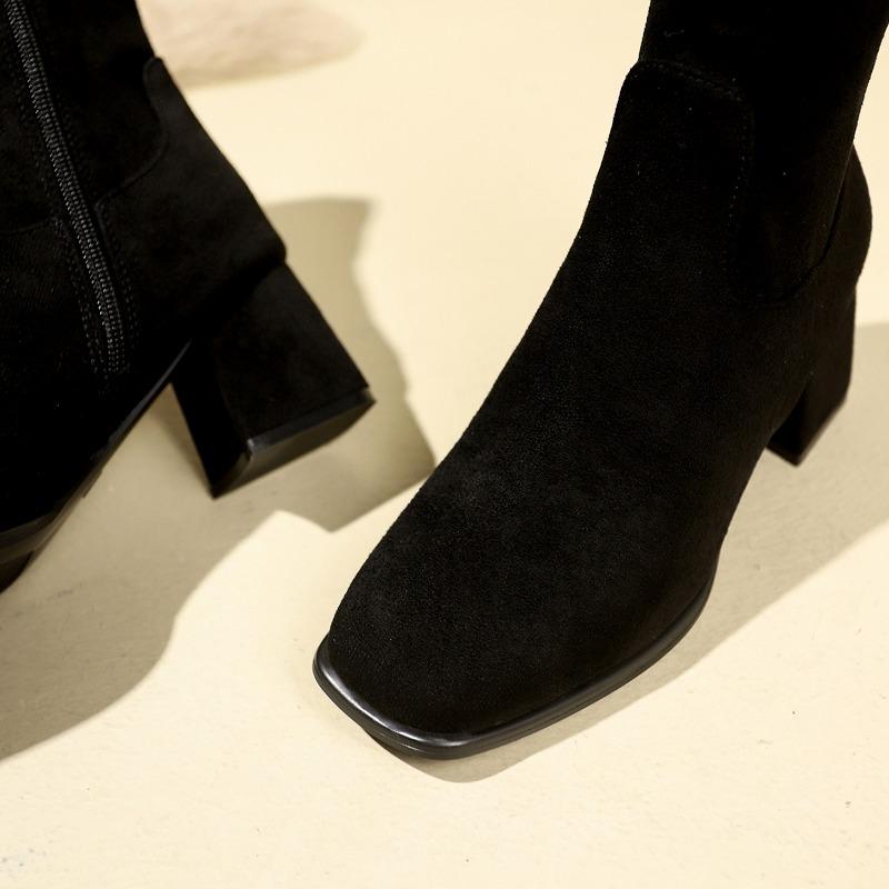 Módní ležérní boty pro ženy Robustní lehké dámské kotníkové boty Módní hranatá špička Ponožkové boty Pletené Podzim Zima Platformové boty