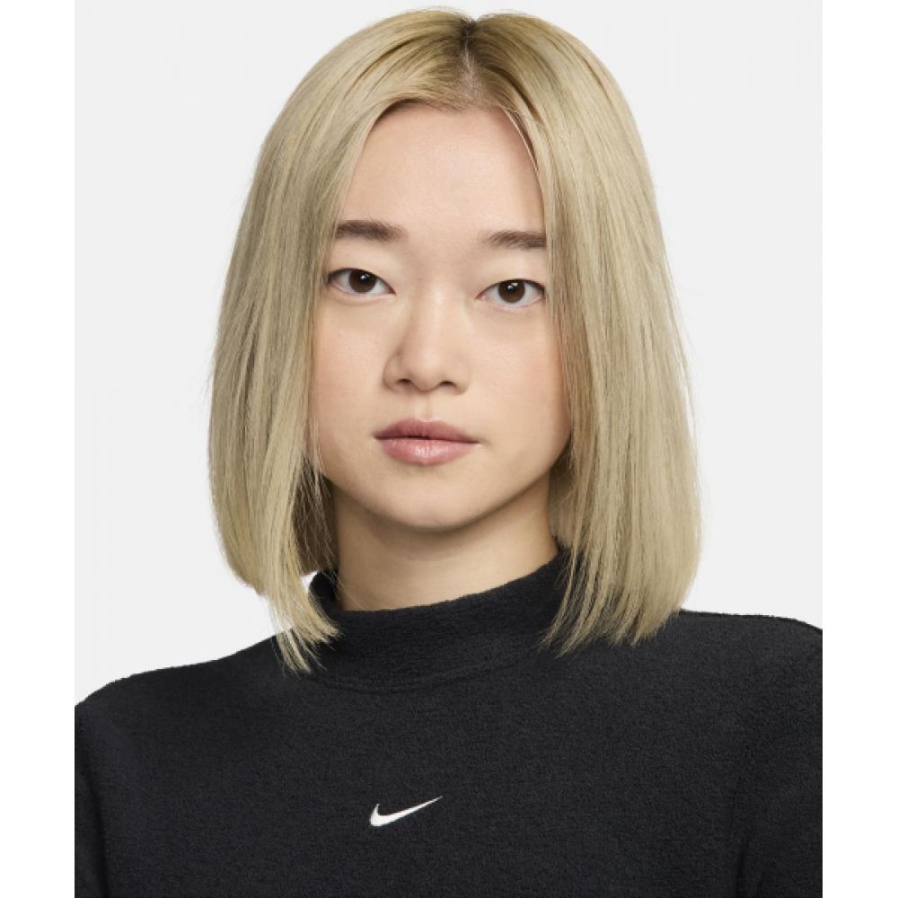 Nike SportsWear Phoenix Plush Slim Long Sleeve Cropped Cosy Fleece Top W   Black  Sale  Fn3620 010