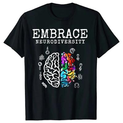 T-shirt manches courtes femme, Streetwear, en coton, humoristique, neurodiversité, autisme, cerveau, graphique, cadeaux d'anniversaire, Style estival