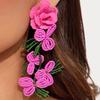 Exaggerated Flower Tassel Earrings Bead Long Tassel Earrings New Drop Earrings  Ear Jewelry