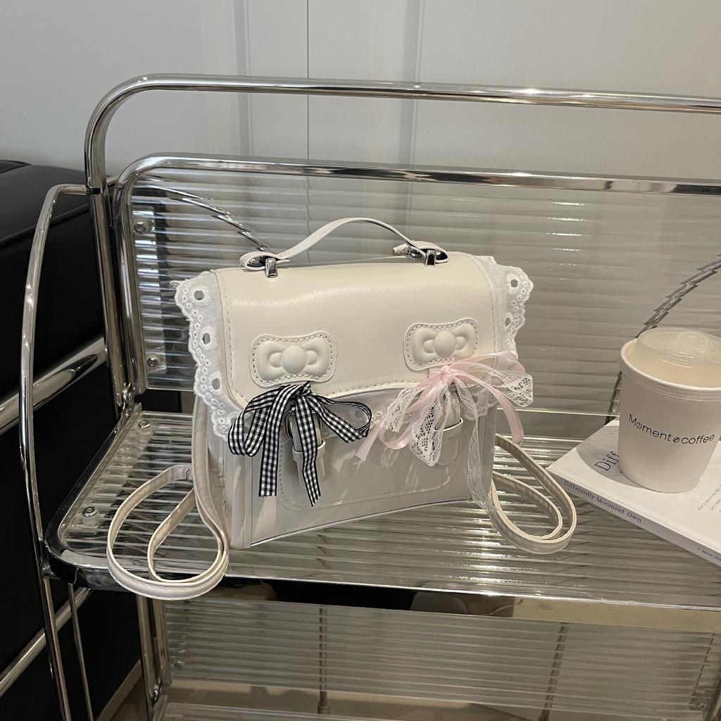 Autumn bag cover square bag lace bow single shoulder diagonal back women's bag fashionable versatile backpack