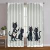 2pcs, Light Filtering Curtains Black Cat & Jungle Flowers Versatile Fabric (without Rod) Decorations Outdoor Ldeal for Room,