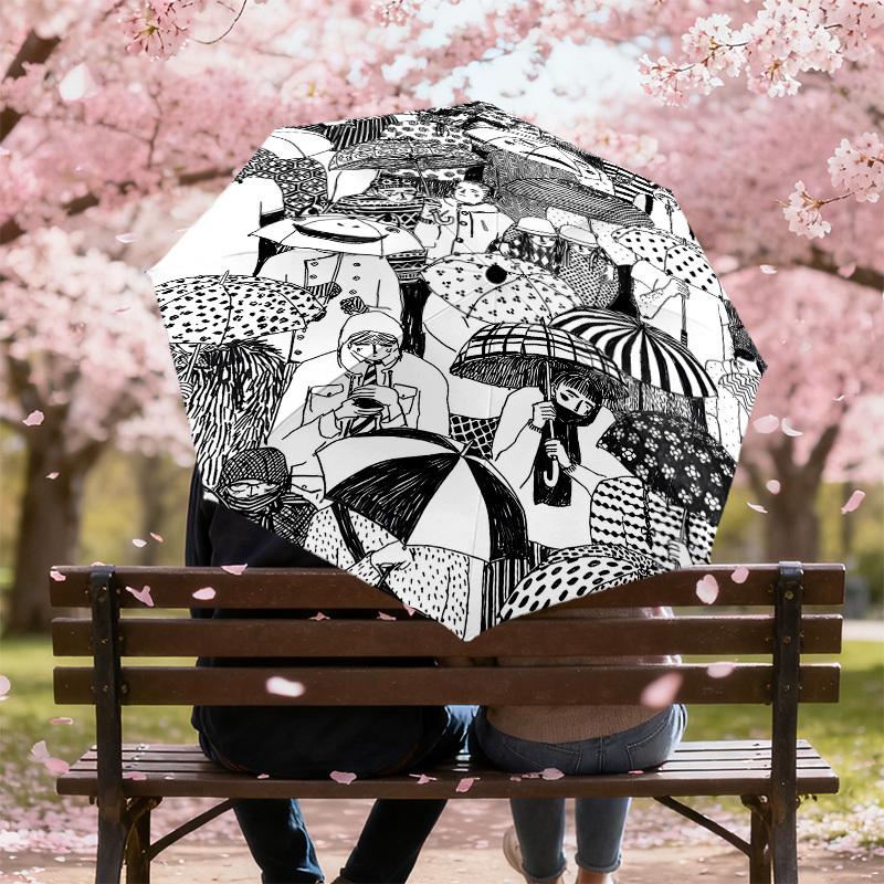 1PC Umbrella Patterns Umbrella-9-Rib Reinforced, Automatic Open, Lightweight & Durable, Cute Fashion Accessory for Outdoor-P0733