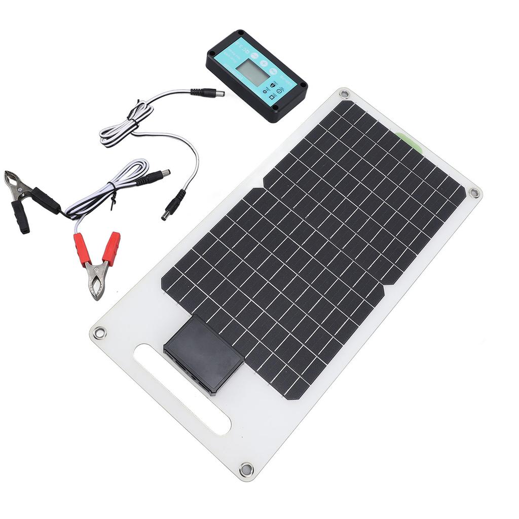 100A 12V 24V Solar Charge Controller 50W Monocrystalline Silicon Solar Panel with Double USB TYPE C DC Output Port for