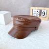 25 Early autumn new leather flat top hat newsgirl hat British retro face little navy hat tide