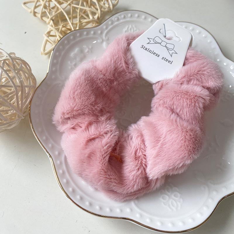 Warm Soft Velvet Hair Scrunchies Furry Elastic Hair Band Women Girls Ponytail Holder Hair Rubber Band Hair Ties Hair Accessories