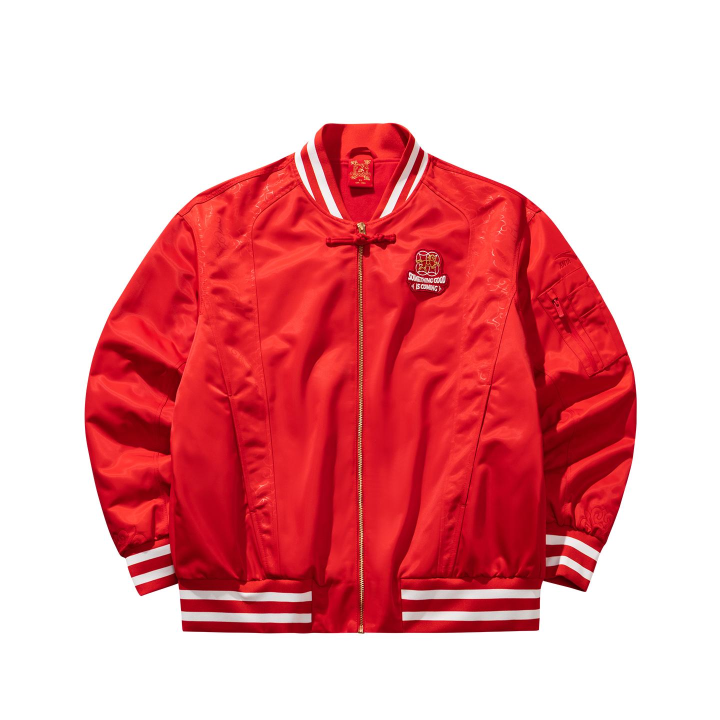 Anta Хорошие вещи случаются Серия Жизнь Мужская шелковая бархатная куртка Весна 2026 Мужские куртки Насыщенно-красный 152618606-1