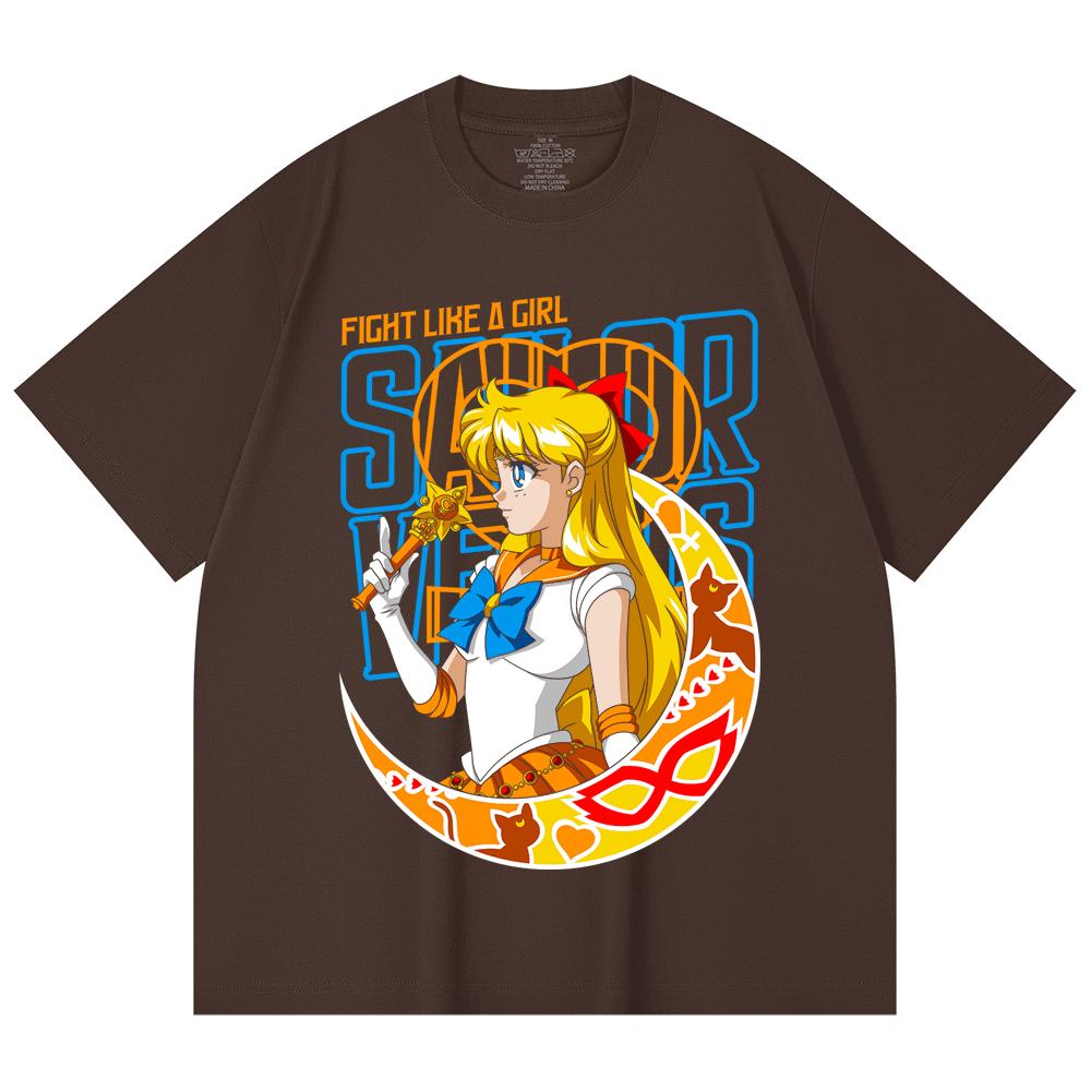 230 Gsm 100% Cotton Sailor Moon V5 Venus Print Unisex Heavy Cotton T Shirt