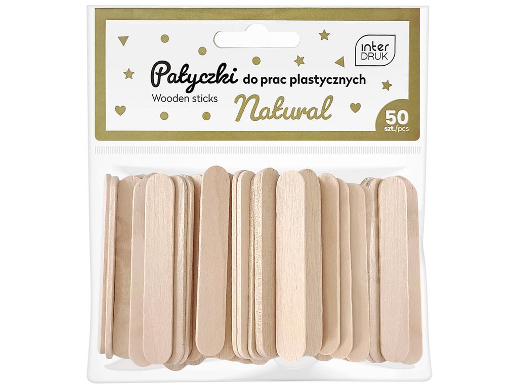 Interdruk Natural Wooden Sticks for Art Projects 50 Pcs 65x10 Mm
