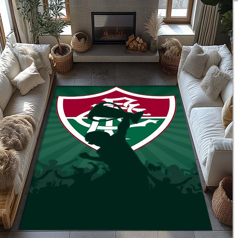 Fluminense FC Printed Crystal Velvet Area Rug, Soft Anti-Slip Water Absorbent Floor Mat for Living Room Bedroom