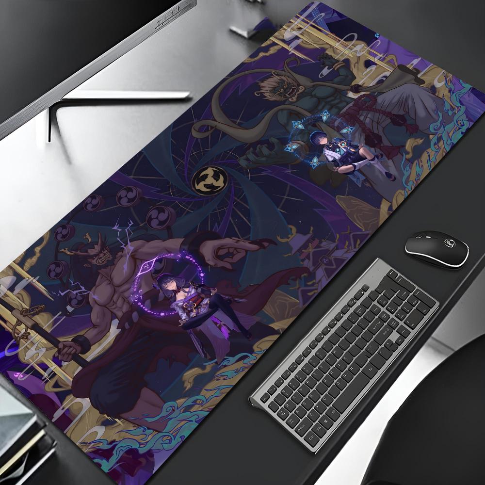 Genshin Impact Raiden Shogun Mouse Pad Edge Big Gaming Locking Music Computer Gamer Large Rubber Art Mousepad Laptop Desk Mat