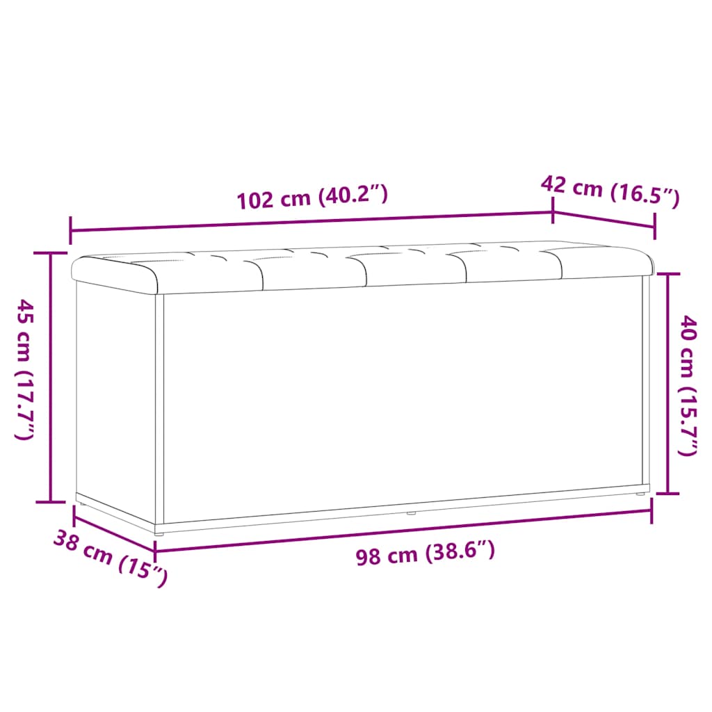 Storage Bench with Rustic Wood Look 102 X 42 X 45 Cm Engineered Wood