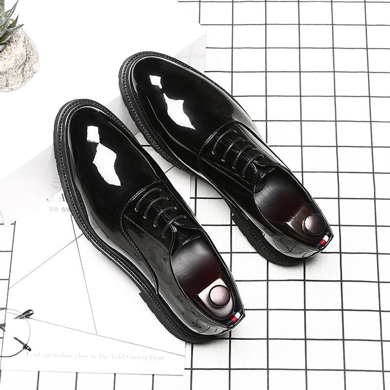 British Fashion Patent Leather Casual Men'S Shoes Pointed Business Leather Shoes Dress Shoes A Piece 9706-B