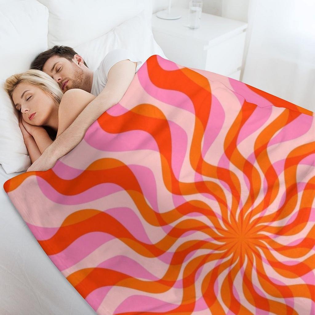 Swirl 70s Retro Abstract Pink and Orange Throw Blanket Baby Flannels Sofa Hairys Blankets