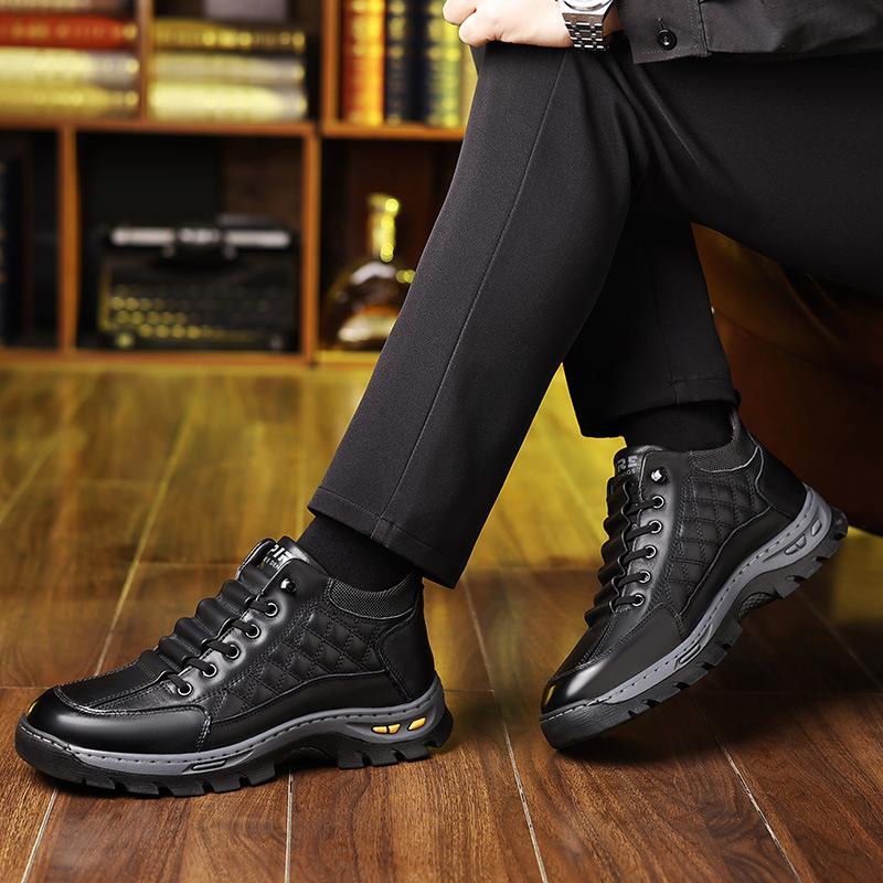 Northeast Snow Boots Winter Men's High-top Warm Thickened Wool Pedal the Elderly Cotton Shoes Slip Casual Shoes