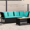 Garden Sofa with Cushions Black Poly Rattan