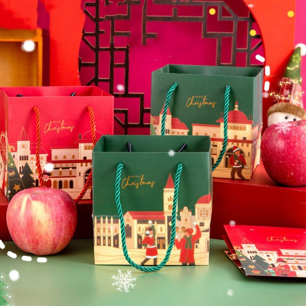 

5 шт./компл. Рождественский подарочный пакет с рисунком из мультфильма, утолщенный рождественский бумажный пакет, Рождество