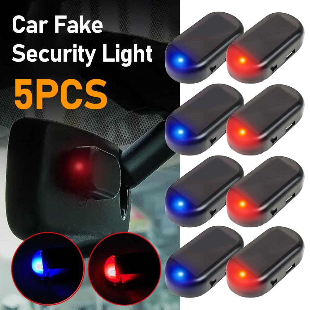 Universal Car Fake Security Light USB Solar Simulated Anti-Theft Warning Light Dummy Alarm Light LED Flashing Imitation Caution Lamp Strobe Light