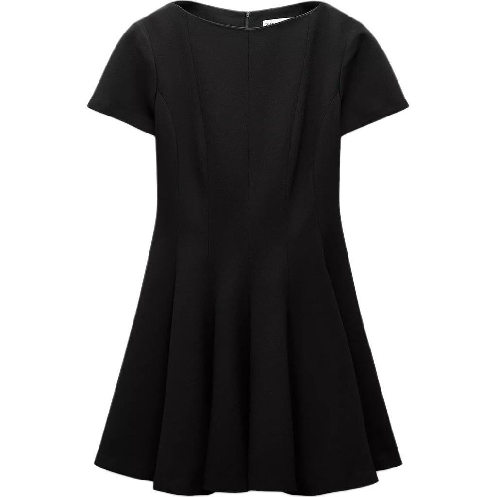 Zara Short Sleeve Solid Color Comfortable Dress Women Dresses Black 4333243-800