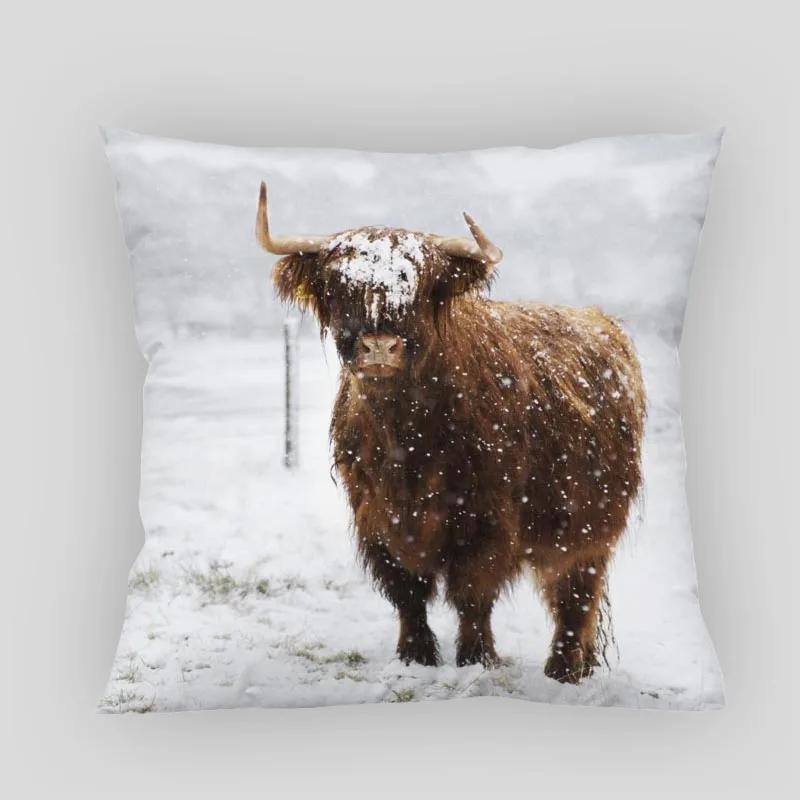 Highland Cow Pillow Cover Customize Pillowcase Modern Home Decorative Pillow Case For Living Room 45X45cm,40X40cm