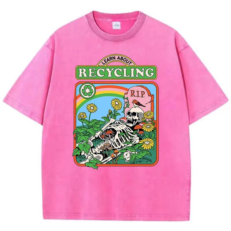 

Summer Men Retro Comic Skull Graphic T Shirt Vintage Washed Cotton Loose Streetwear Short Sleeve Breathable Casual Tee 2XL